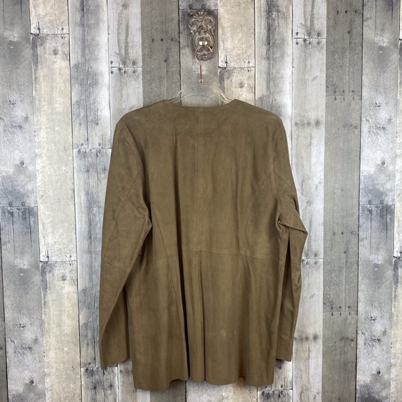 Eileen Fisher Suede Round Neck Long Jacket in Walnut Size XL New! - Picture 2 of 10